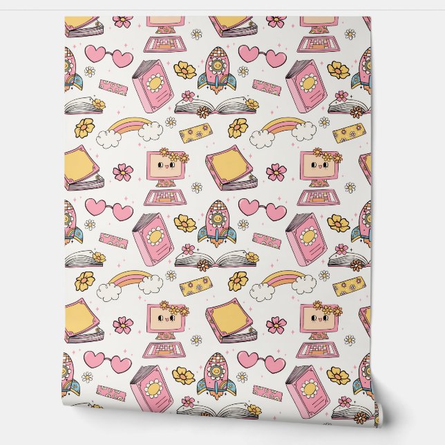 Retro Theme School Wallpaper (Unrolling)