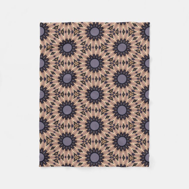 Retro-Themed Bold Grey & Brown Blooms Fleece Blanket (Front)