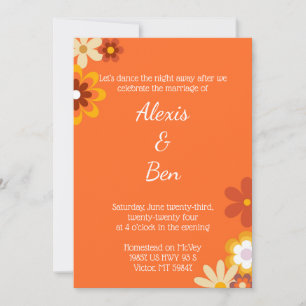 Retro Themed Invitation 70s Flower Power