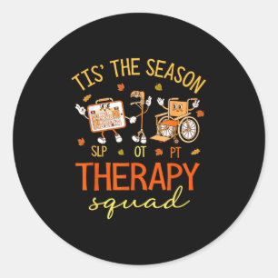 Retro Therapy Squad Slp Ot Pt Team Fall Autumn Phy Classic Round Sticker