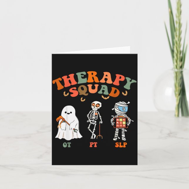 Retro Therapy Squad Slp Ot Pt Team Halloween Funny Card (Front)