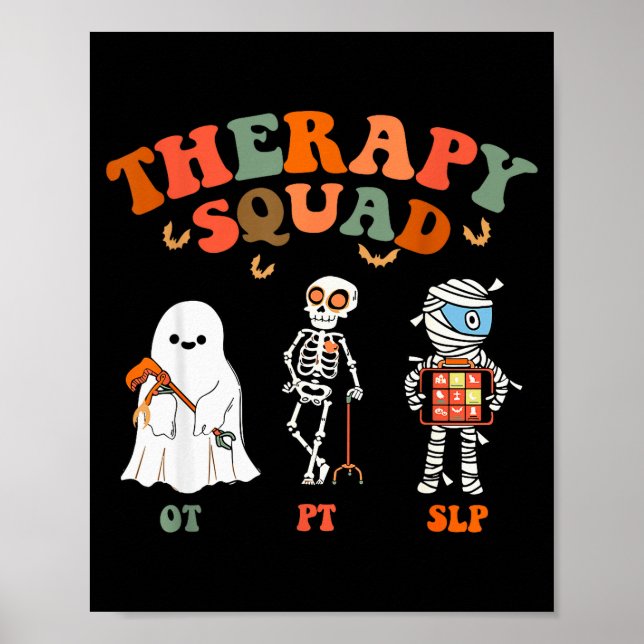 Retro Therapy Squad Slp Ot Pt Team Halloween Funny Poster (Front)