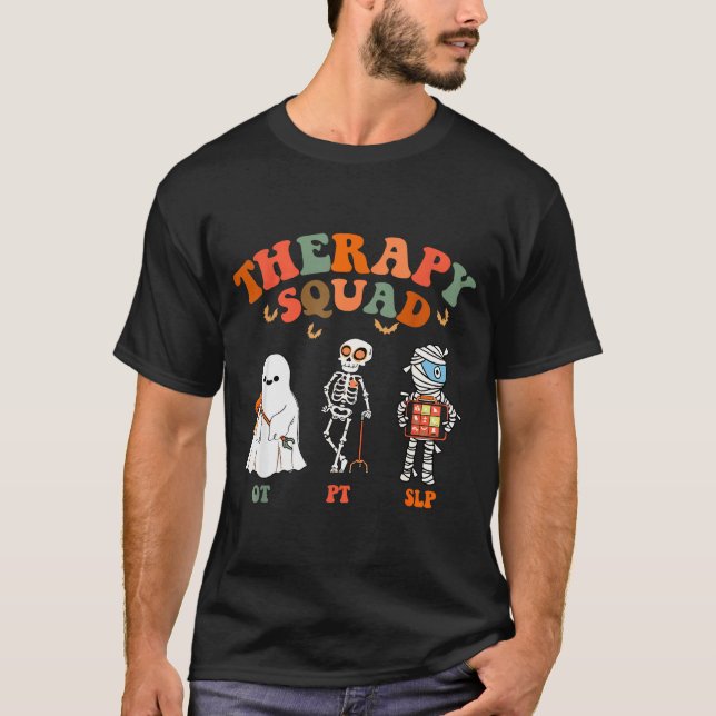 Retro Therapy Squad Slp Ot Pt Team Halloween Funny T-Shirt (Front)