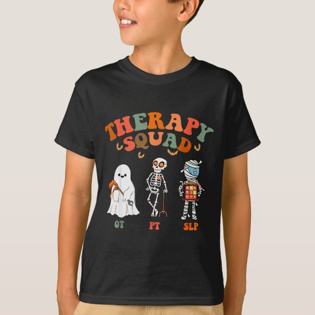 Retro Therapy Squad Slp Ot Pt Team Halloween Funny T-Shirt (Front)