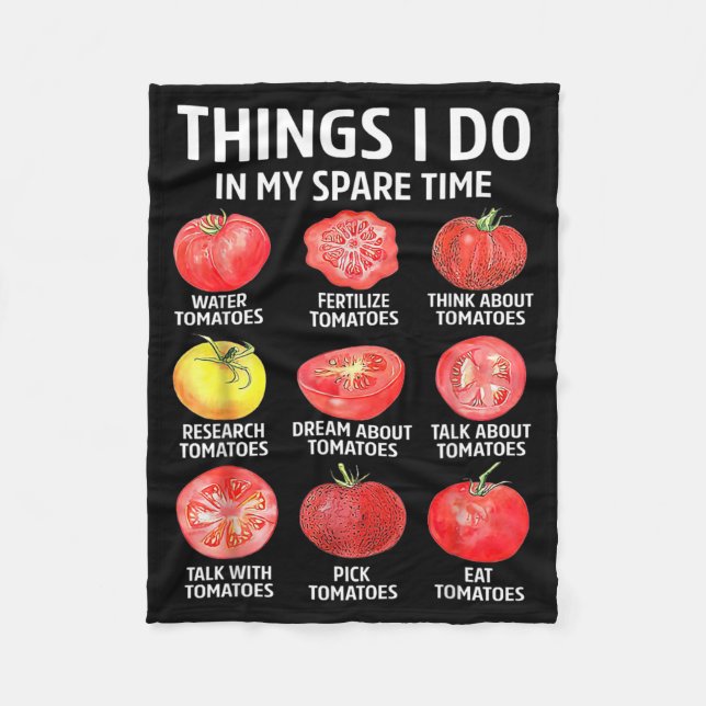Retro Things Do In Spare Time Tomatoes Tomato Fleece Blanket (Front)