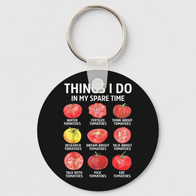 Retro Things Do In Spare Time Tomatoes Tomato Key Ring (Front)