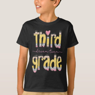 Retro Third Grade Dream Team Pencil Teacher Back T T-Shirt
