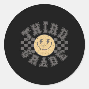 Retro Third Grade Teacher Student 1st Day Back To Classic Round Sticker
