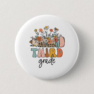 Retro Third Grade Teachers Leopard Ck To School St 6 Cm Round Badge