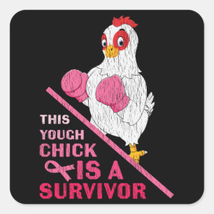 Retro This Chick Breast Cancer Awareness Survivor Square Sticker