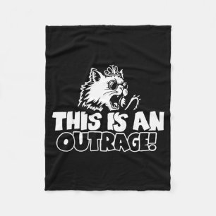 Retro This Is An Outrage Quote Meme Cat Cute Funny Fleece Blanket