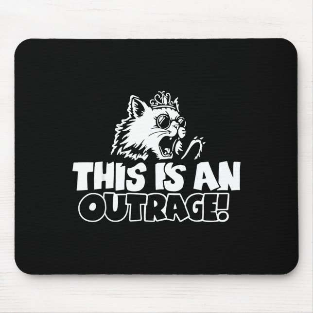Retro This Is An Outrage Quote Meme Cat Cute Funny Mouse Mat (Front)