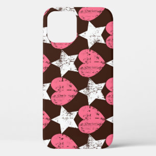 Retro Threadbare Hearts Stars Texture iPhone 12 Case