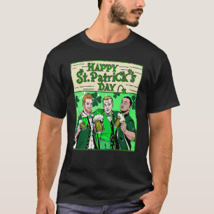Retro three cheerful Irish men drinking beer in Ir T-Shirt