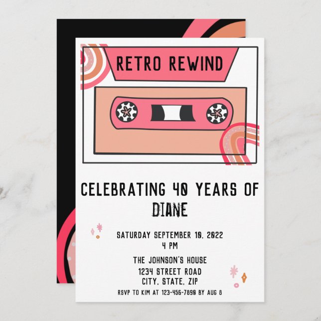 Retro Throwback Birthday Party  Invitation (Front/Back)