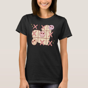 Retro Tic Tac Toe Happy Face Heart Love Valentines T-Shirt