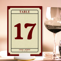 Retro Ticket Stub Wedding Reception Table Number