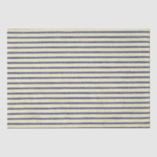 Retro Ticking Blue & White Striped Vintage French Tissue Paper