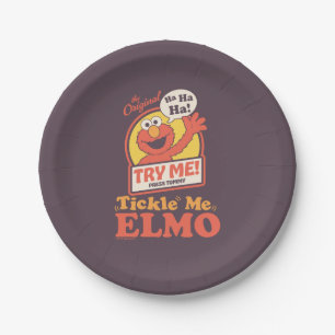 Retro Tickle Me Elmo Waving Graphic Paper Plate
