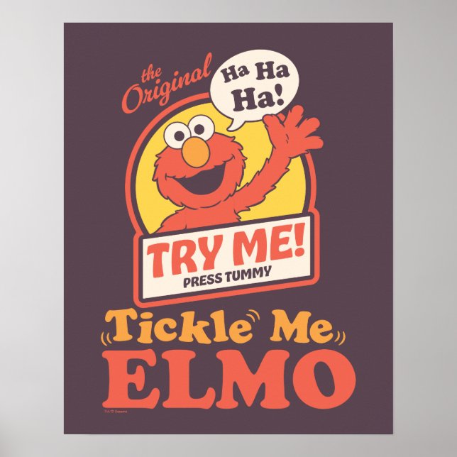 Retro Tickle Me Elmo Waving Graphic Poster (Front)