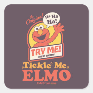 Retro Tickle Me Elmo Waving Graphic Square Sticker