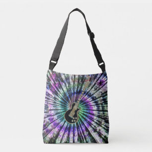 Retro Tie-Dye Guitar Music Tote Bag