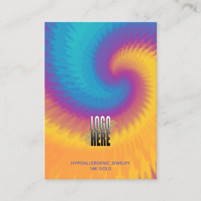 Retro Tie Dye Logo Earring Display Card (Front)