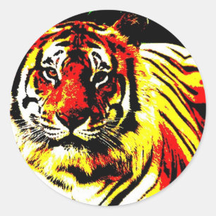 Retro Tiger Pop Art Classic Round Sticker
