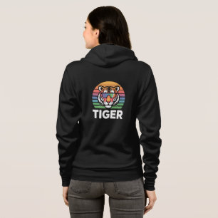 Retro Tiger Vibrant Vintage Sunset Tiger Hoodie