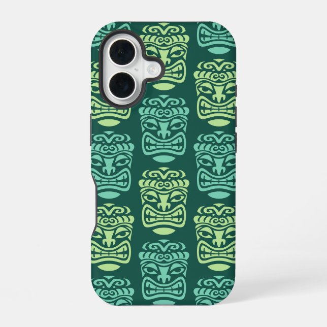 Retro Tiki Beach Bar Pattern iPhone 16 Case (Back)