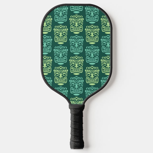 Retro Tiki Beach Bar Pattern Pickleball Paddle (Front)