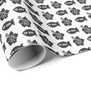 Retro Tiki Black and White Pattern Wrapping Paper