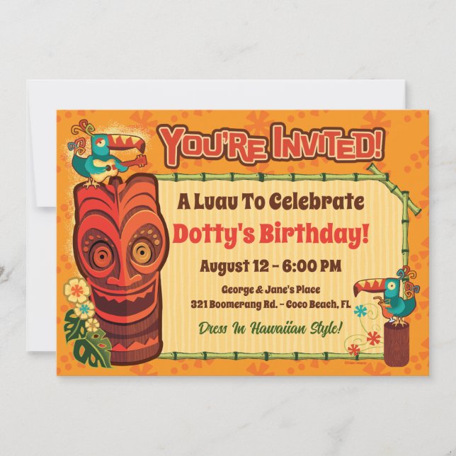Retro Tiki Luau Party Invitations (Front)