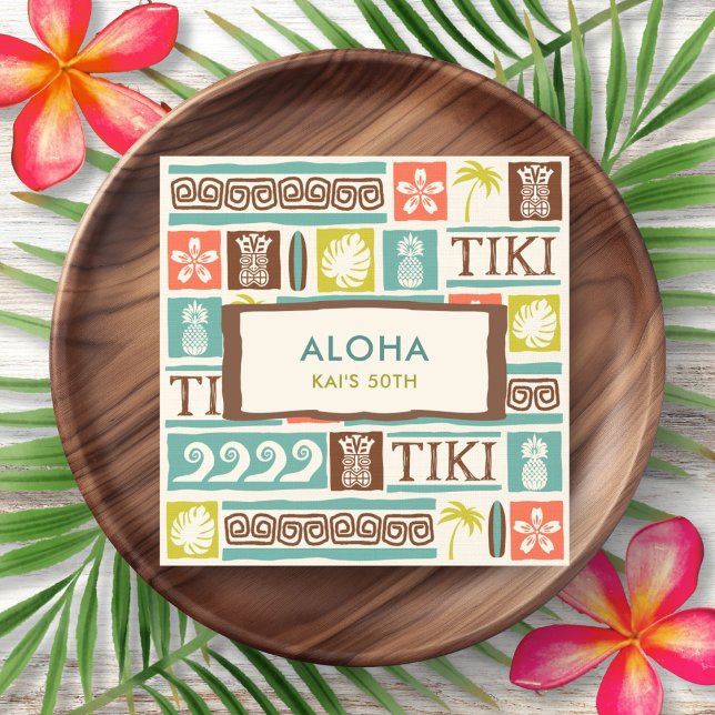 Retro Tiki Party Aloha Birthday Napkin (Creator Uploaded)