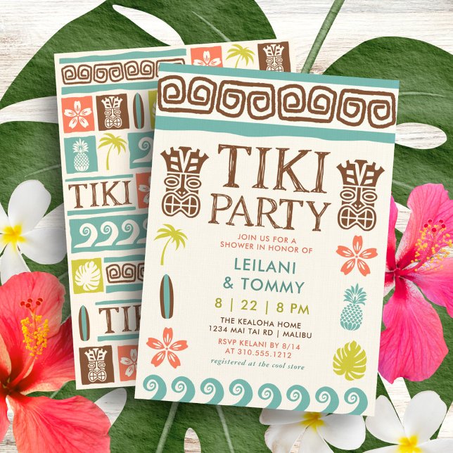 Retro Tiki Party Tropical Wedding Shower Invitation (Creator Uploaded)