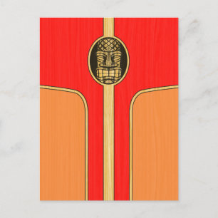 Retro Tiki Surfboard Postcard