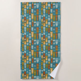 Retro Tiki Totems Beach Towel