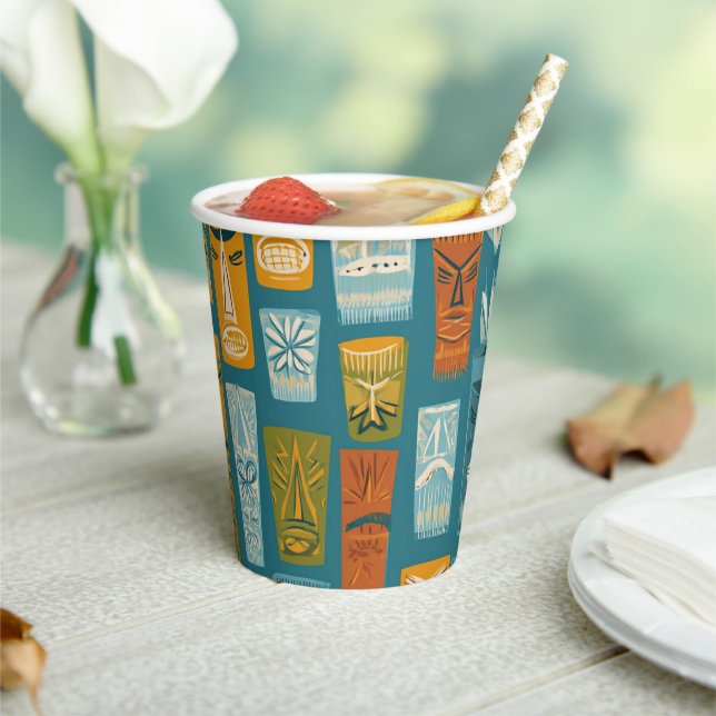 Retro Tiki Totems Paper Cups (Insitu)