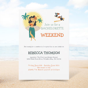 Retro Tiki tropical beach Bachelorette weekend Invitation