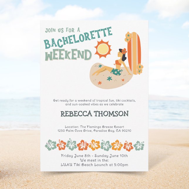 Retro Tiki tropical beach Bachelorette weekend Invitation (Creator Uploaded)