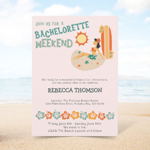 Retro Tiki tropical beach Bachelorette weekend Invitation