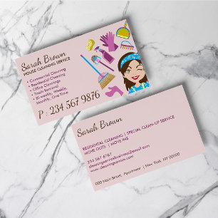 Retro Tile Maid House Cleaning Service Business Card