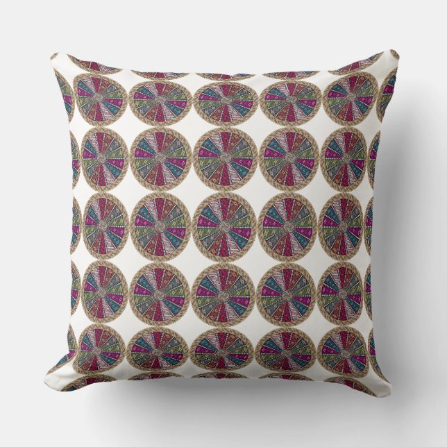 Retro Tiled Paisley Reversible Decorative Pillow (Front)