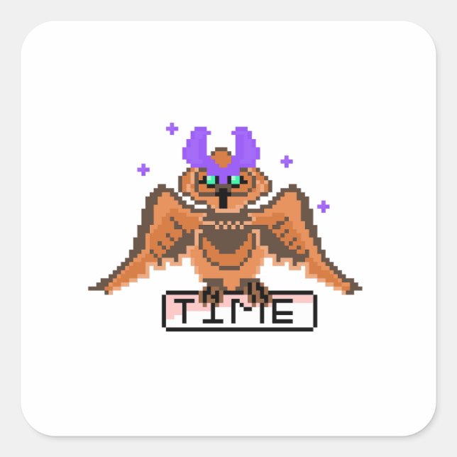 Retro Time Owl Square Sticker (Front)