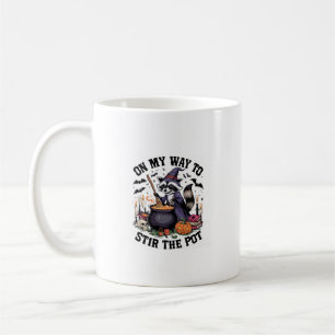 Retro Time To Stir The Pot Funny Racoon Witch Hal Coffee Mug
