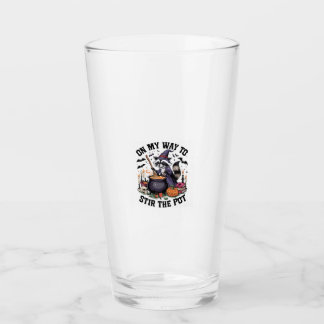 Retro Time To Stir The Pot Funny Racoon Witch Hal Glass