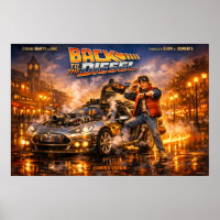 Retro Time-Travel Night Adventure Poster