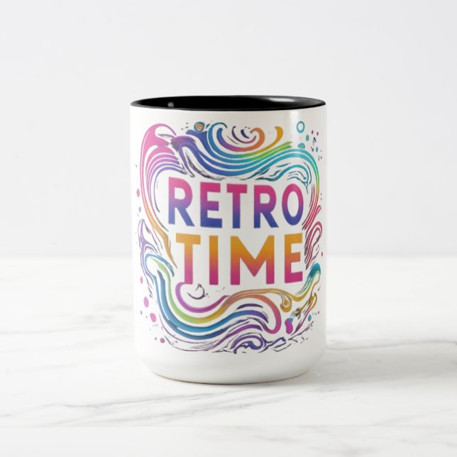 "Retro Time"  Two-Tone Coffee Mug (Center)