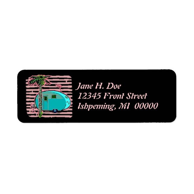 Retro Tin Can Travel Trailer Camper Address Labels (Front)
