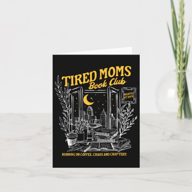 Retro Tired Moms Book Club Bookish Booktrovert Mot Card (Front)